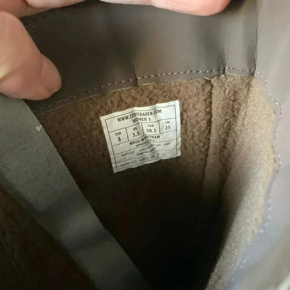 NEW Eddie Bauer Brown Leather Lined “Lodge Boot” -8 - Picture 7 of 8